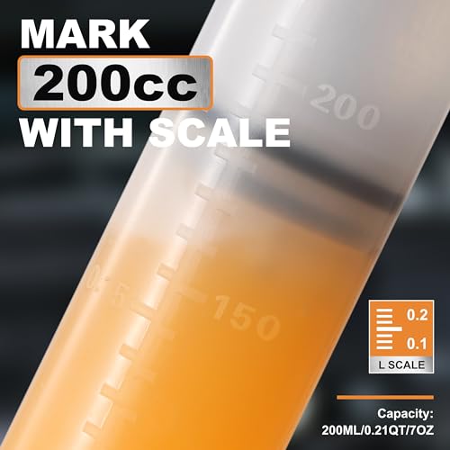 FOUR UNCLES Fluid Transfer Syringe with Flexible Hose for Oil Service - size: 200cc(58cm hose)