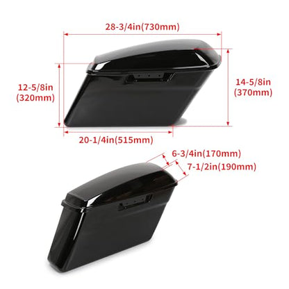 ECOTRIC Pained Hard Saddlebags Saddle Bags Compatible with Davidson - color: Black, size: Style2