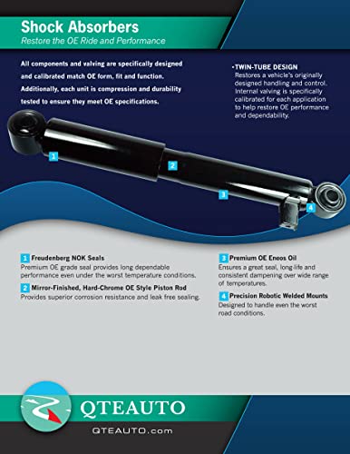 PM Auto Pair Rear Shock Absorber Compatible With 2007-2024 Chevrolet Silverado 1500