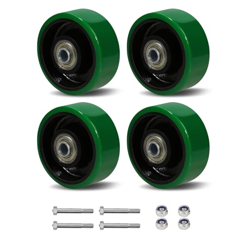 3" x 1.25"Caster Wheel, Polyurethane on Cast Iron Wheel, Ball Bearing-3/8" Bore, Set of 4 Heavy Duty Caster Caster Wheel with 1400 lbs Capacity(4 Pack) - color: Iron&Polyurethane, size: 3"×1.25"