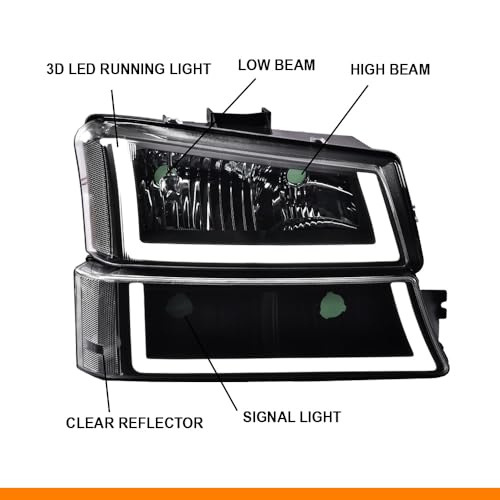 G-PLUS LED Headlights Compatible with Chevy Silverado 2003 2004 2005 2006, Fit Chevy Avalanche 2003-2006,Left & Right Bumper Headlamps Clear Lens Black Housing Clear Reflector,faros delanteros - size: [LED Clear] 2003-2006 Chevy Silverado