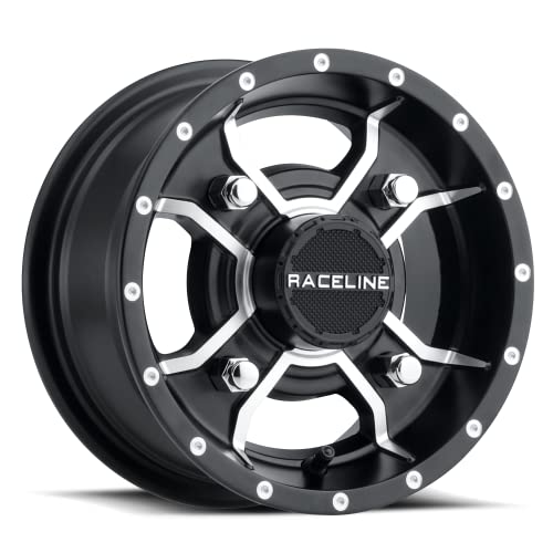 Raceline Wheels A77 MAMBA UTV/ATV Wheel Black Machined Finish 10x5" 4x110", 18 mm offset/(3.71"B/S) - color: BLACK w/MACHINED FACE, size: 10x5" inches, 4X110, 18/3.71"