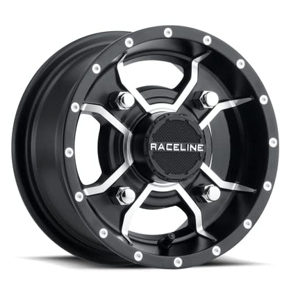 Raceline Wheels A77 MAMBA UTV/ATV Wheel Black Machined Finish 10x5" 4x110", 18 mm offset/(3.71"B/S) - color: BLACK w/MACHINED FACE, size: 10x5" inches, 4X110, 18/3.71"