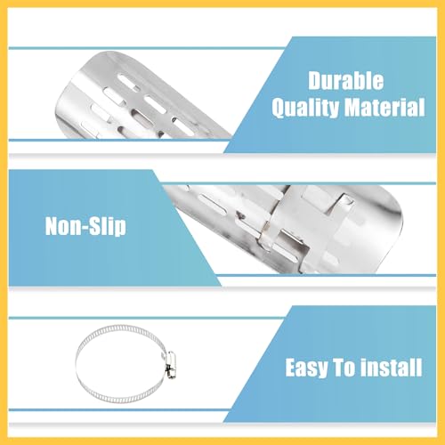 1 Set Universal Motorcycle Exhaust Heat Shield Chrome Exhaust Pipe Heat Insulation Shield Muffler Guard with 20-70mm Clamps Silver Tone Auto Replacement Parts