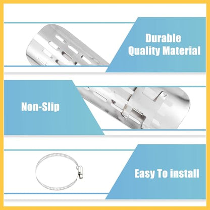 1 Set Universal Motorcycle Exhaust Heat Shield Chrome Exhaust Pipe Heat Insulation Shield Muffler Guard with 20-70mm Clamps Silver Tone Auto Replacement Parts