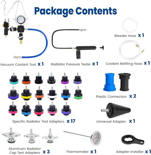 28PC Radiator Coolant Pressure Tester Kit, Cooling System Pressure Leak Tester, Coolant Vacuum Refill Tool