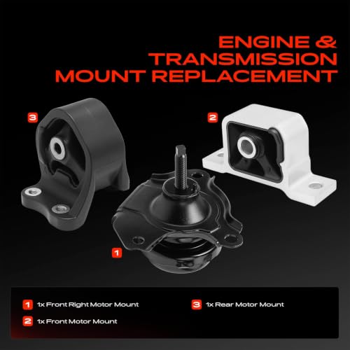 A-Premium Set of 3 Engine Motor Mount Kit Compatible with Honda - style: 3PCS Set