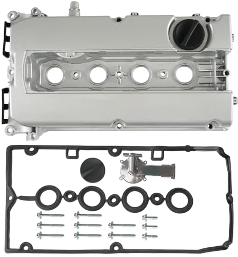 Aluminum Engine Valve Cover Kit with Gasket, Bolts, Oil Filler Cap Compatible with 2011-2016 Chevy Cruze, 2012-2018 Sonic, 2013-2020 Trax, 2009-2011 Aveo Aveo5 1.6L 1.8L Replace# 55558673 55564395 - color: Aluminum Silver