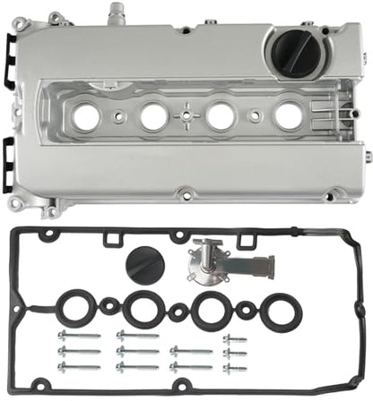 Aluminum Engine Valve Cover Kit with Gasket, Bolts, Oil Filler Cap Compatible with 2011-2016 Chevy Cruze, 2012-2018 Sonic, 2013-2020 Trax, 2009-2011 Aveo Aveo5 1.6L 1.8L Replace# 55558673 55564395 - color: Aluminum Silver