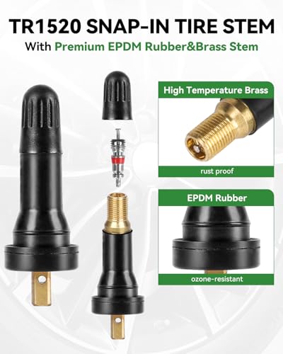 50Pcs TR1520 Snap-in TPMS Tire Valve Stems, Fits 0.453" Rim Holes - size: TPMS