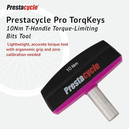 Prestacycle Pro TorqKeys 10Nm T-Handle Torque Limiting Tool – Torque Wrench Bit with Ergonomic Low-Profile Grip, Magnetic 1/4" Hex Bit Retention, Durable Zinc Shaft - size: 10Nm