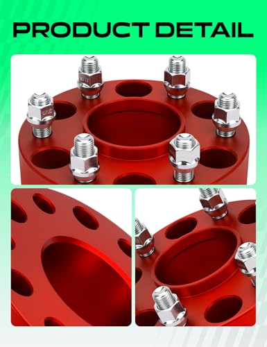 YHTAUTO 6x5.5 Hub Centric Wheel Spacers 2 Inch for Chevy, GMC, Cadillac - color: Red, size: 2 Inch(4PCS)