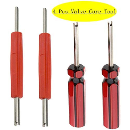 Aracey Tire Repair Tool Set - 4 x Dual Single Head Valve Core Remover and 100 Pieces Car Truck Replacement Tire Tyre Valve Stem Core Part