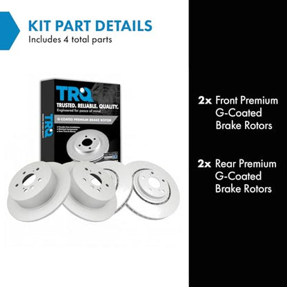 TRQ Front Rear Brake Rotor Set G Coated - style: BRA15438