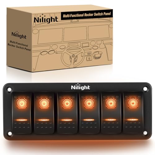 Nilight 6 Gang Rocker Switch Panel w/Orange LED Light 5Pin ON Off Pre-Wired - color: Amber, size: 6 Gang
