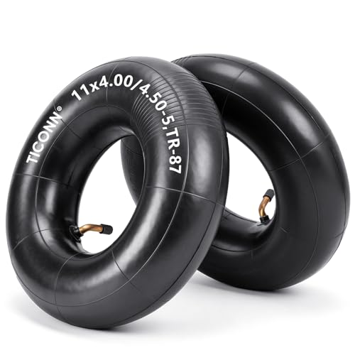 TICONN 11x4.00/4.50-5 Tire Inner Tube, 2 Pack Inner Tire Tube for Wheelbarrow Tires, Replacement Tube with TR-87 Bent Valve Stem for Wheelbarrows, Mowers, Hand Trucks - size: 11x4.00/4.50-5（TR-87）