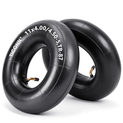 TICONN 11x4.00/4.50-5 Tire Inner Tube, 2 Pack Inner Tire Tube for Wheelbarrow Tires, Replacement Tube with TR-87 Bent Valve Stem for Wheelbarrows, Mowers, Hand Trucks - size: 11x4.00/4.50-5（TR-87）