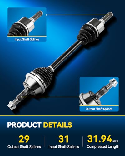PHILTOP Rear Left CV Axle Shaft Assembly for Explorer 2002-2010, Mountaineer 2003-2010, Explorer Sport Trac 2007-2010, Aviator 2003-2005, 66-2193 CV Axle Shafts - size: 66-2193