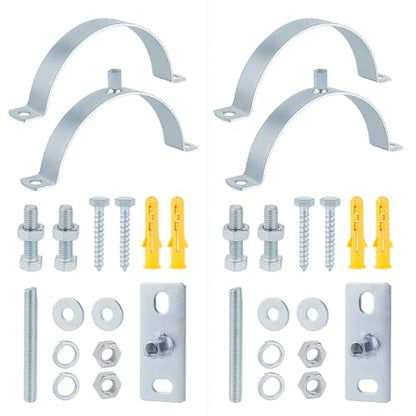 2 Pcs 3 Inch Adjustable Pipe Bracket, Heavy Duty Galvanized Steel Split Ring Hanger, Chimney Adjustable Wall Strap