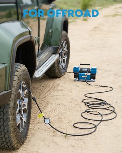 Kohree 12V Dual Cylinder Air Compressor, 12.35 ft³/Min Fast Tire Inflator - style: Basic-Dual Cylinder
