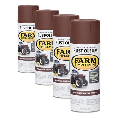 Rust-Oleum 280137 Farm & Implement Spray Primer, 12 oz, Flat Red Metal Oxide Primer (Pack of 4) - color: Red Metal Oxide Primer, size: 12 Ounce (Pack of 4)