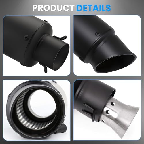 Exhaust Muffler Compatible with Kawasaki Ninja 400 Z400 2018 2019 2020 2021 2022 2023, 30cm Matte Black, with Adapter Connect Pipe, Slip On Motorcycle Exhaust
