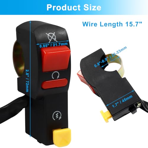 12V 7/8" Left Universal Handlebar Switch