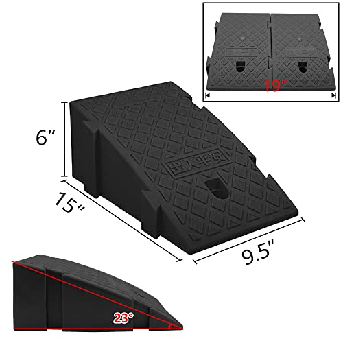 YYDS Curb Ramp, 6" 7" Rise Height 2 Pack,Heavy Duty Plastic Ramps,Interlock Curb Ramps for Driveway,Threshold Ramp for Sidewalk,Driveway,Car, Scooter, Bike, Motorcycle (6 inch high) - size: 6 inch high