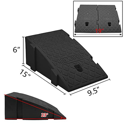 YYDS Curb Ramp, 6" 7" Rise Height 2 Pack,Heavy Duty Plastic Ramps,Interlock Curb Ramps for Driveway,Threshold Ramp for Sidewalk,Driveway,Car, Scooter, Bike, Motorcycle (6 inch high) - size: 6 inch high