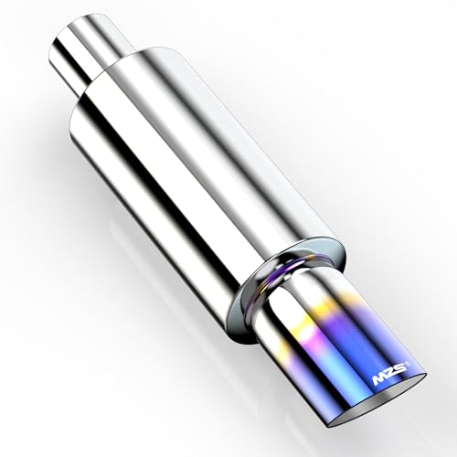 MZS Exhaust Muffler 2" Inlet (OD) 3" Outlet Exhaust Tips Titanium Burnt - color: Burnt, size: 2 Intlet 3 outlet