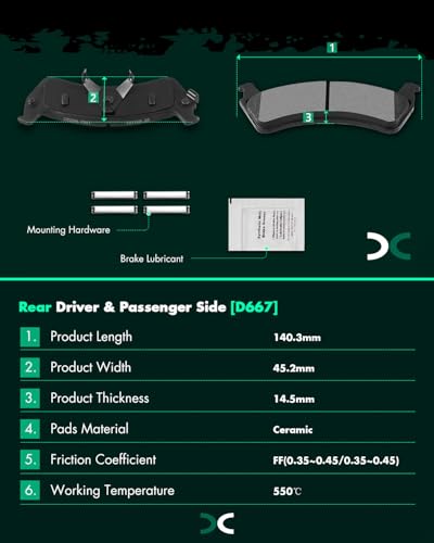 SCITOO Brake Pads Sets Front Semi-Metal Rear Ceramic For Explorer 1995-2001 - size: Front D652 & Rear D667