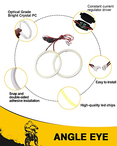 Qasim 1-Pair White 110MM 81SMD COB LED Halo Ring Angel Eyes with lampshade Cover 12V 24V Led DRL Fog Light - size: 110MM-white