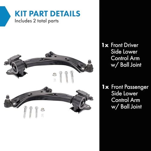 TRQ Front Lower Driver and Passenger Side Control Arm and Ball Joint Set 2 - style: PSA27154