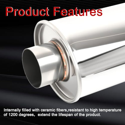 2.75'' Inch Ultra Quiet Resonator,2.75" Inlet 2.75" Outlet - size: 2.75 Inch