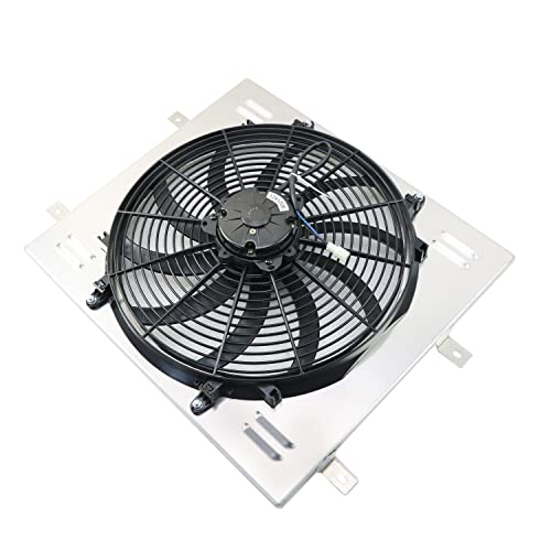 Electric Radiator Shroud Fan,16'' Electric Fan+Aluminum Shroud For 1987~2006 Jeep Wrangler YJ TJ 2.4L-4.2L L6