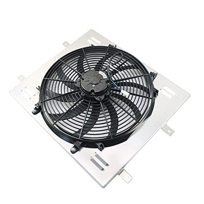 Electric Radiator Shroud Fan,16'' Electric Fan+Aluminum Shroud For 1987~2006 Jeep Wrangler YJ TJ 2.4L-4.2L L6