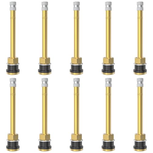 10 Piece TR573 Brass Valve Stems for Commercial Vehicles. Fits 0.748" Valve Hole Dia, Length 4.49'', Brass Colour - size: TR573 10pcs