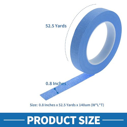 Painters Tape Easy Removal 0.8 Inches x 52.5 Yards Masking Master Tape Blue - color: Blue, size: 0.8 Inches x 52.5 Yards