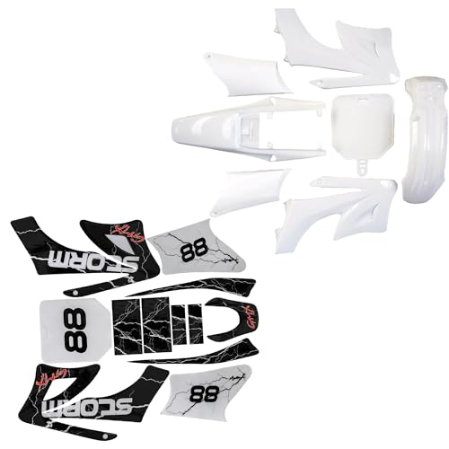 Dirt Bike Full Fender Fairing Kit with Graphics Decals for Apollo 110cc 125cc 150cc 200cc 250cc Models | Durable ABS Plastic Bodywork Set Motorcycle Pit Bike plastics (Black) - color: Black