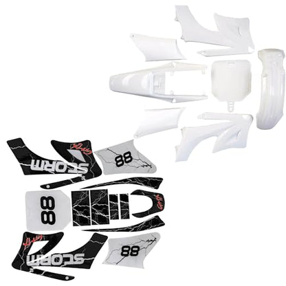 Dirt Bike Full Fender Fairing Kit with Graphics Decals for Apollo 110cc 125cc 150cc 200cc 250cc Models | Durable ABS Plastic Bodywork Set Motorcycle Pit Bike plastics (Black) - color: Black