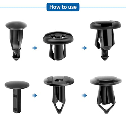 240PCS Car Retainer Clips Kit - 6mm 7mm 8mm 9mm 10mm Bumper Push Rivet Fasteners, Expansion Screws Replacement Kit, Compatible with GM, Ford, Toyota, Honda, Chrysler, Nissan Vehicles - size: 6mm-10mm