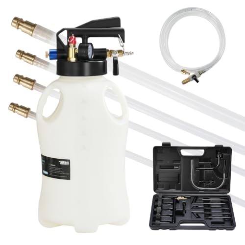 TUFFIOM 10L Transmission Fluid Pump Kit, Pneumatic 2 Way Oil and Liquid Extractor & Dispenser with 15 ATF Adapters, for Automotive Fluid Transfer, Tractor, Motorcycle