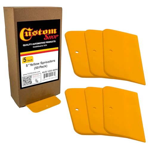 Custom Shop 5 Inch Plastic Body Filler Spreader Tools for Automotive Body Fillers (50 Pack), Putties, Glazes, Epoxy Resin, Caulk, Glues - Plastic Spreader Tool