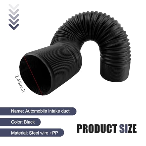 Car Air Intake Pipe, 2.5" Anti-leak Water-proof Cold Air Conduction Hose for Extending to 39 ", Flexible Bendable Expansion Duct, Universal Modified Intake Inlet Accessory for Cars (Black) - color: Black #2.5 "