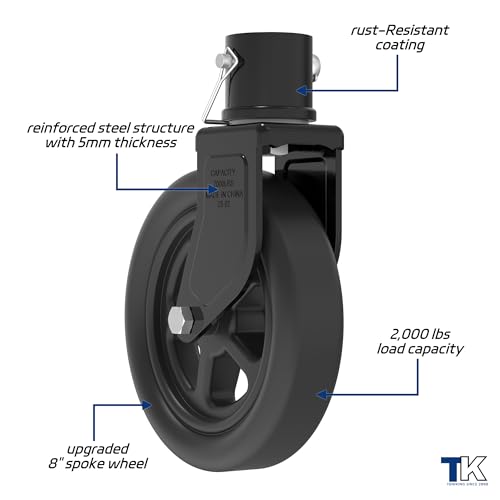 2000lbs 8" Trailer Jack Swivel Caster Replacement with Spoked Wheel - color: Black