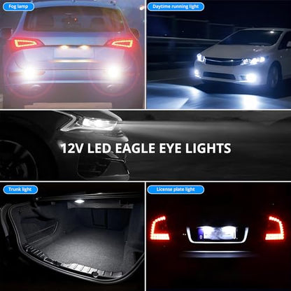 4Pcs 23mm COB DC 12V Eagle Eye LED Car Fog DRL Daytime Running Light Car ATV Camper Trunk Motorcycle Marker Lights Lamp Tail Reverse Fog Light Signal Lamp (White) - color: White