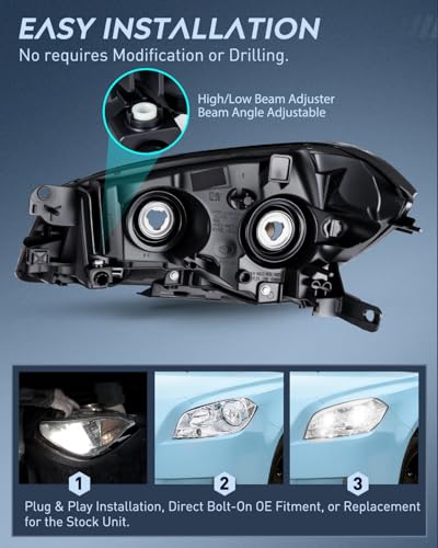 Nilight Headlight Assembly Compatible with 2008-2012 Chevy Malibu - color: Chrome Housing Clear Reflector, size: 2008-2012 Chevy Malibu