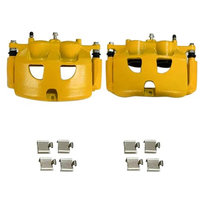 18B5404 18B5405 Yellow Front Dual Piston Brake Calipers with Bracket Set