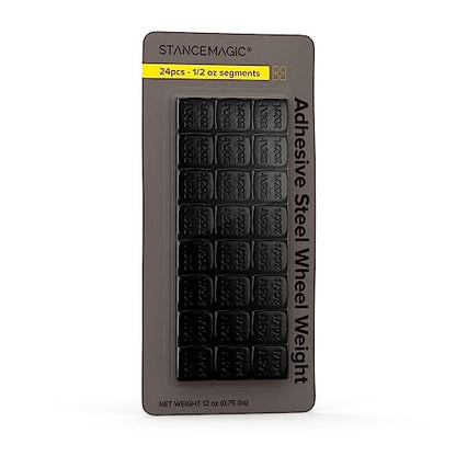 StanceMagic 0.5oz 1/2oz Black Adhesive Stick On Wheel Weights, 24 Pieces - color: Black, size: 0.75 lbs (12oz)