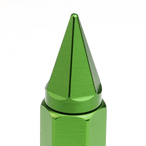Auto Dynasty M12 x 1.5 Open/Closed End Design 20-Piece Aluminum Alloy Wheel Lug Nuts +1 X Deep Drive Extension (Green) - color: Green